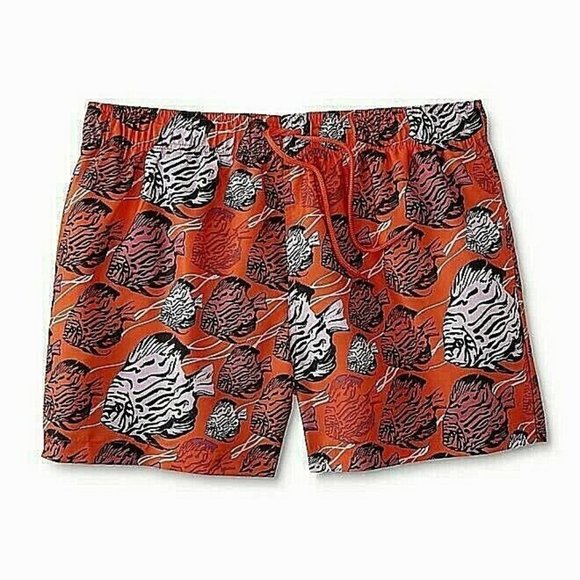 Sears Other - NEW Men's Swim Trunks Orange with Fish